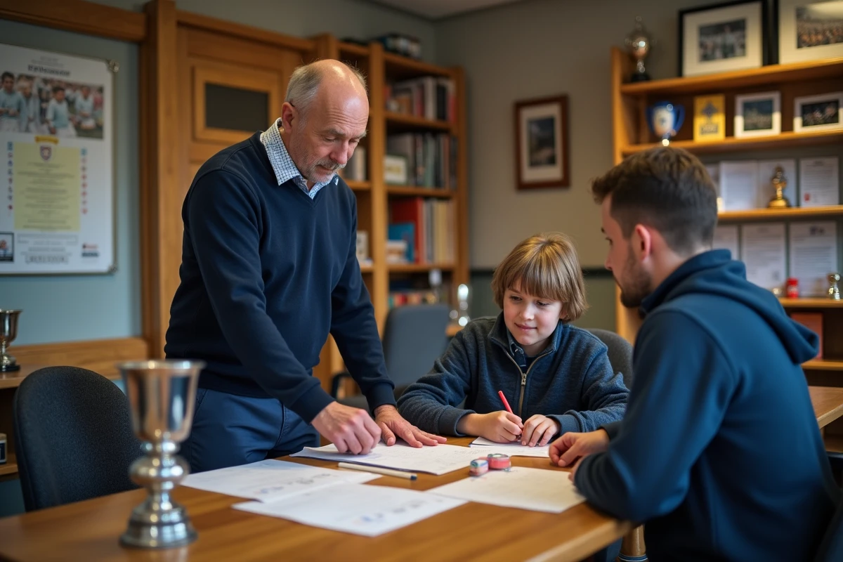 Administrateur aidant famille à remplir formulaire d