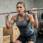 Athlète féminine effectuant des tractions dans un box CrossFit pour l'Open 2026, illustrant le choix entre Rx et scaled