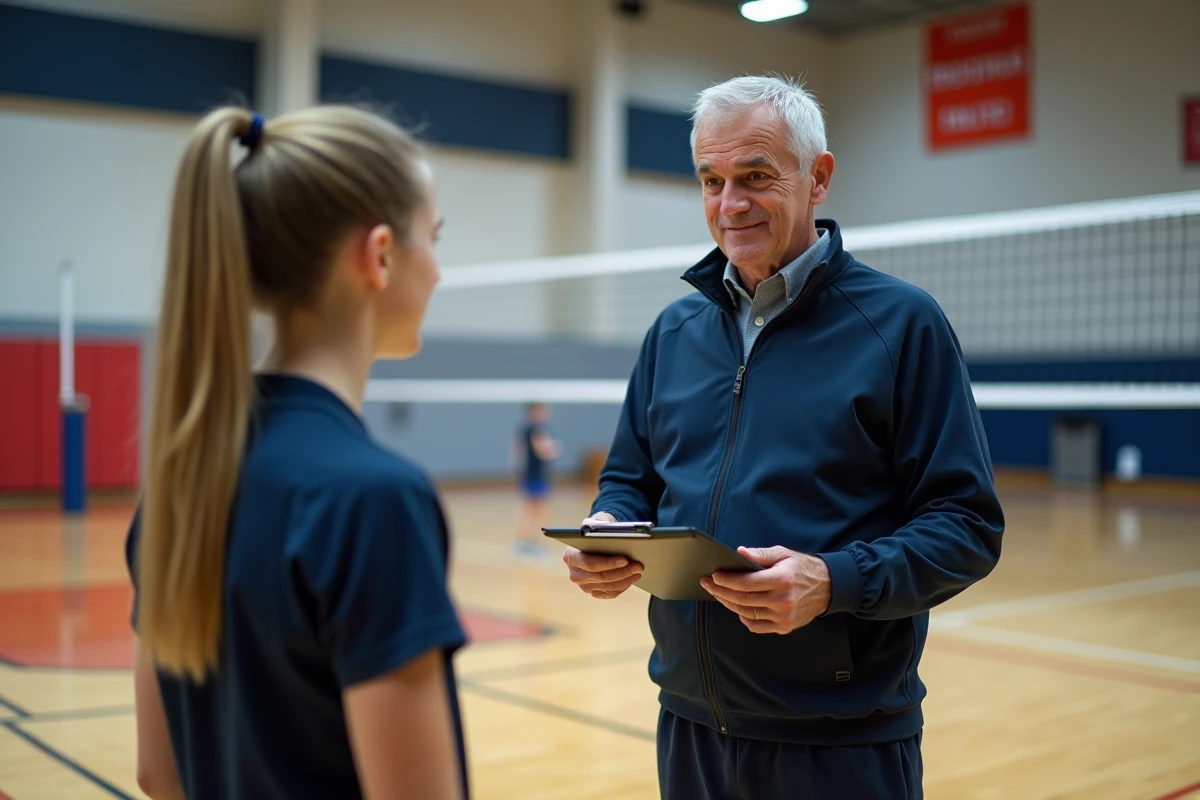 Entraîneur donnant des conseils à une joueuse de volley