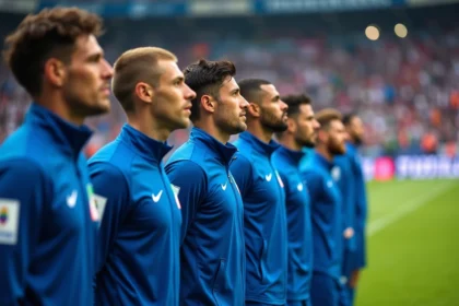 Groupe de joueurs de l'équipe italienne de football avant un match