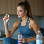 Femme sportive préparant une tablette d électrolytes à la maison