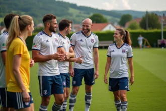 Groupe d'adultes jouant au football en Vendée