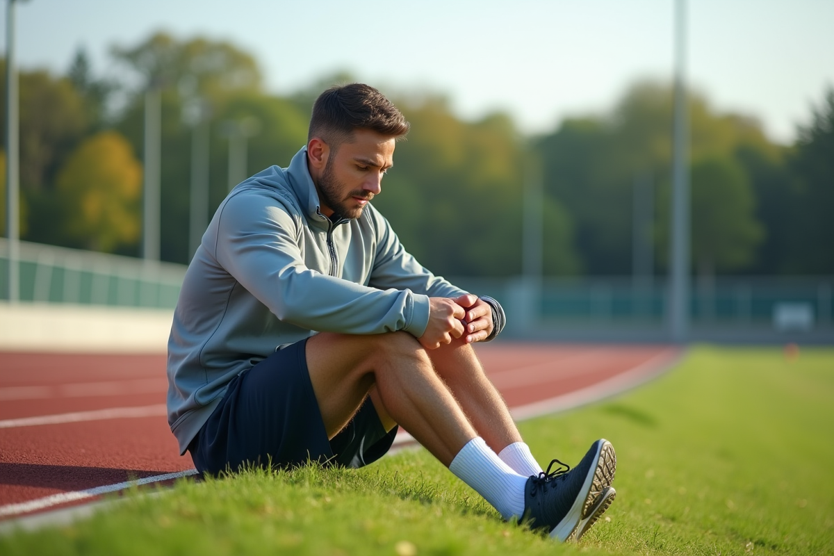 Homme coureur assis dans l