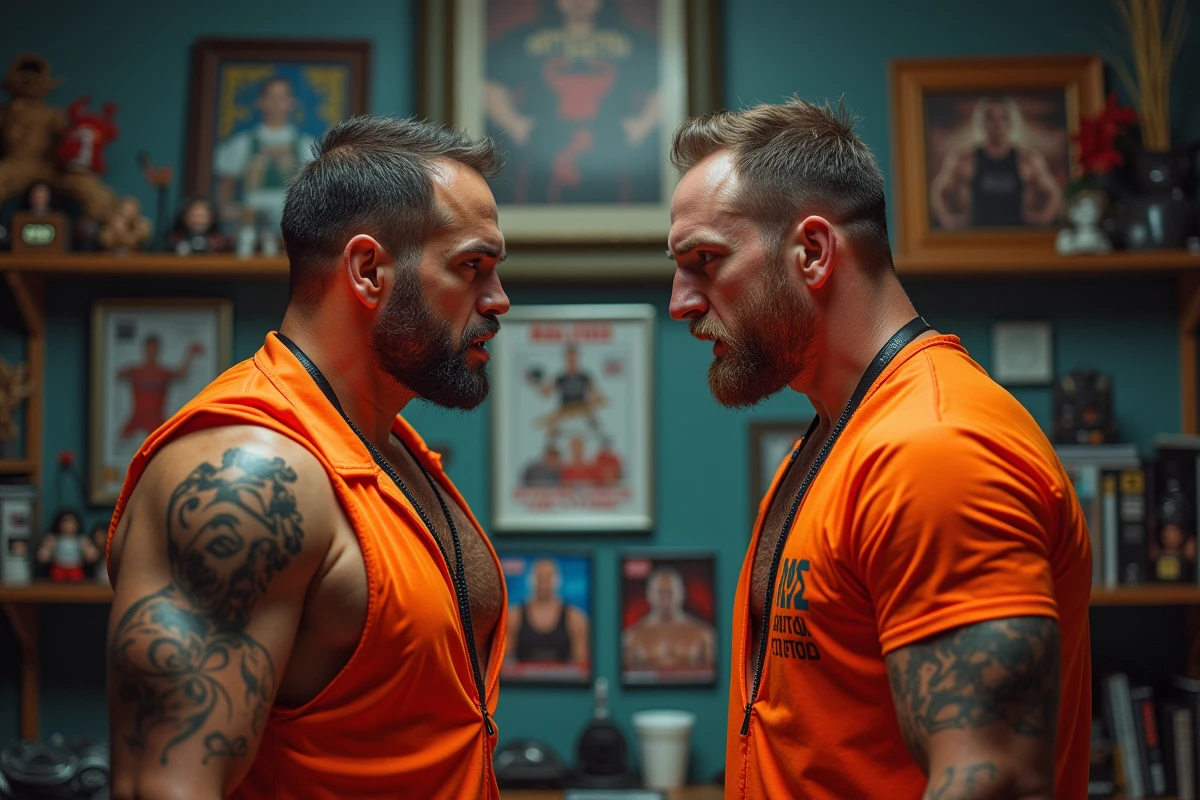 Deux hommes en lutte dans un bureau à la maison