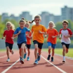Groupe de jeunes coureurs sportifs en extérieur