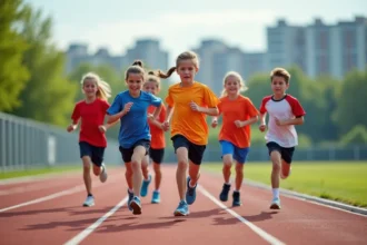 Groupe de jeunes coureurs sportifs en extérieur