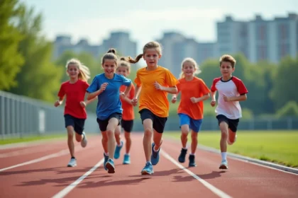 Groupe de jeunes coureurs sportifs en extérieur