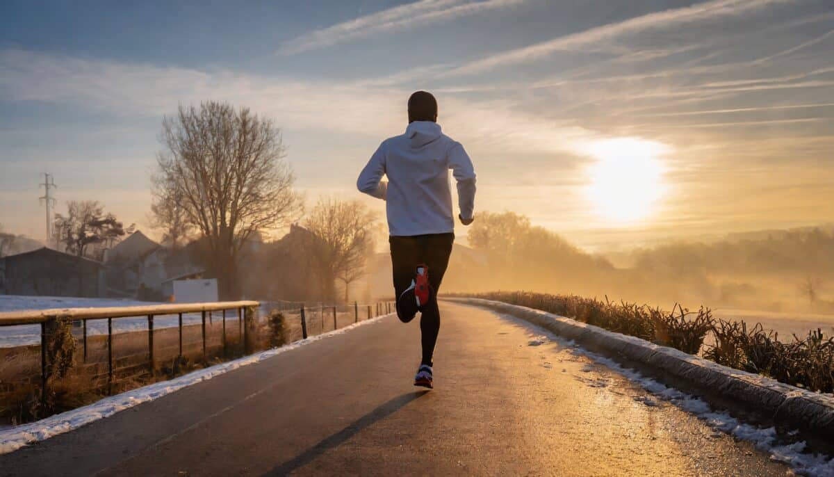 jogger qui court dans le froid