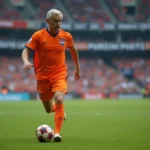 Footballeur néerlandais en action sur le terrain