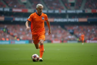 Footballeur néerlandais en action sur le terrain