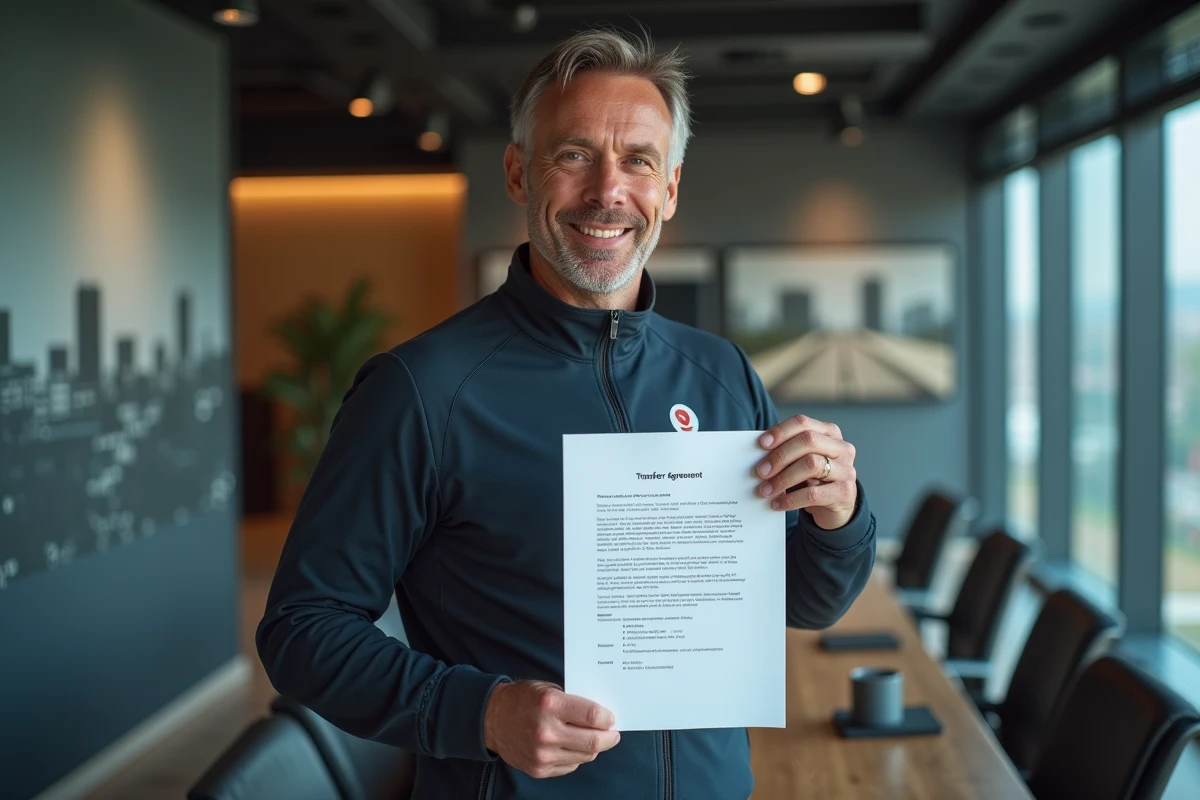 Manager de cyclisme en négociation de transfert en intérieur
