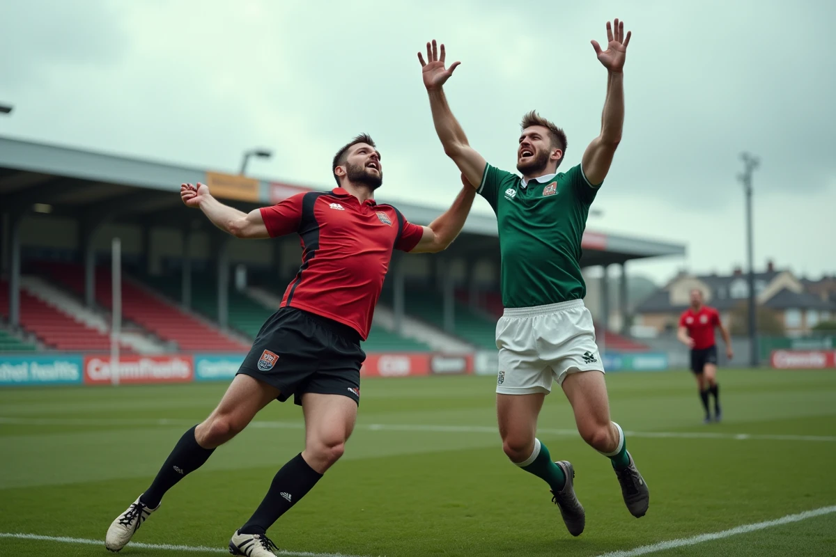 Duel en touche entre deux équipes de Fédérale 1 Poule 2 lors d'un match de championnat