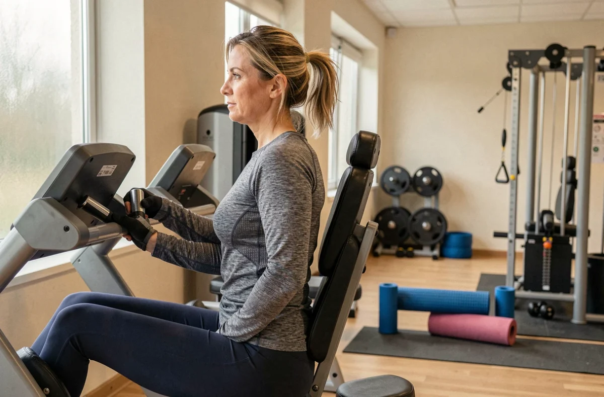 Well and Fit Laxou, salle de musculation et remise en forme près de Nancy avec membre féminine sur appareil presse à cuisses dans espace bien-être